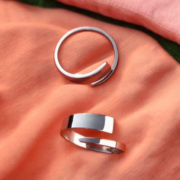 NEW 18K white gold plated geometric stackable open ring jewelry size 8 B22B - Picture 5 of 5